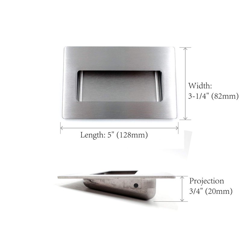 Jetland 2-Pack Concealed Recessed Pulls Handles - 5" x 3-1/4" Screw Concealed, Brushed Nickel, Rectangular Hidden Flush Pulls for Drawers Cupboards Cabinet Closet Doors, PCS128 - Image 2